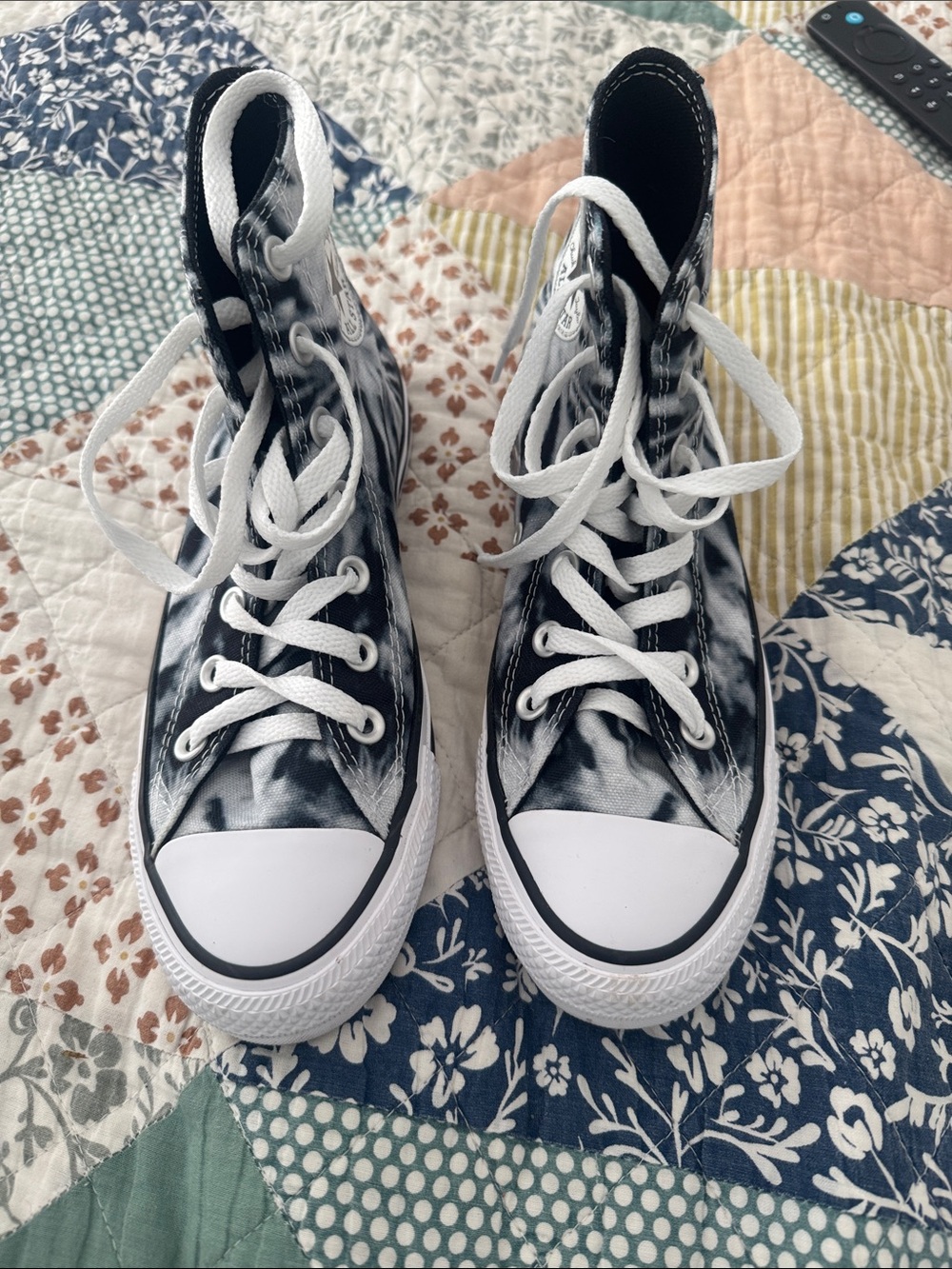 Converse High-Top Sneakers in Black and White Tie-Dye